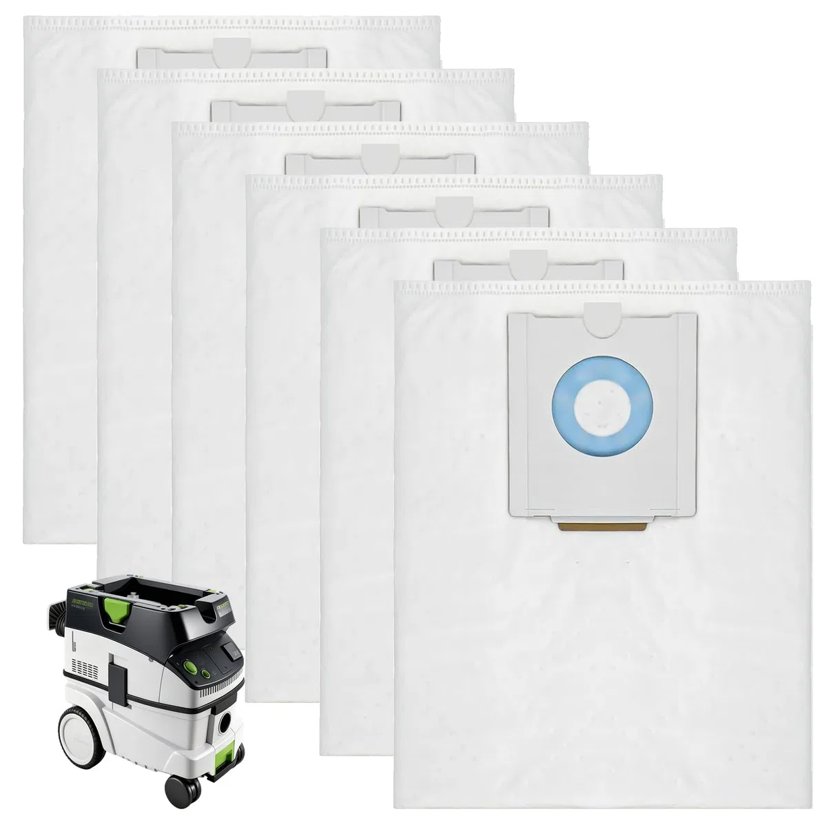 6 bolsas de aspiradora para Festool CT 36/ CTM 36 E/CTL 36 E, 5 capas bolsas de filtro de repuesto para Festool 496186, gran capacidad bolsa de filtro Dust Extractor Piezas de repuesto Accesorios SC