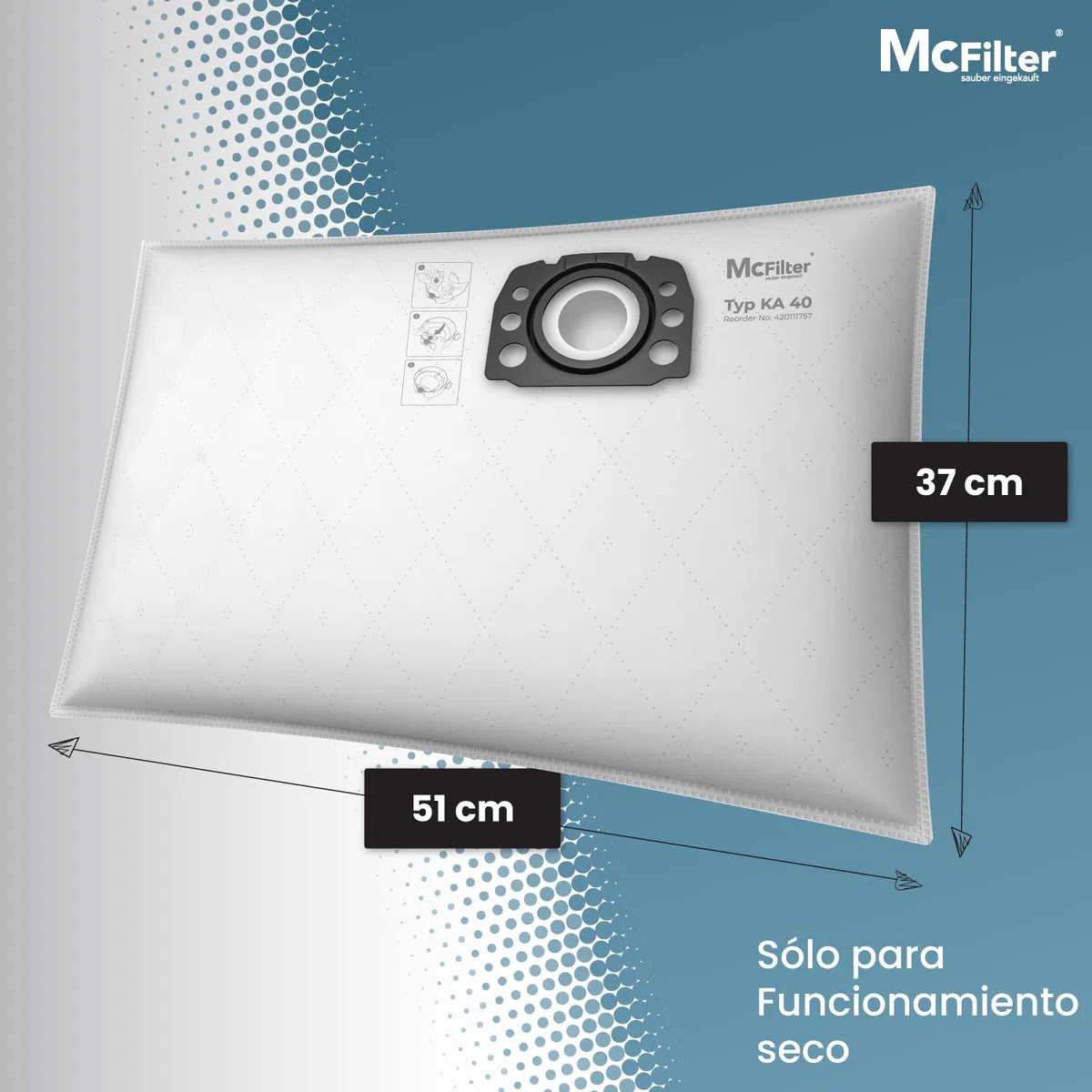 McFilter | 20 Bolsas de aspirador compatibles con Kärcher WD2 WD3 KWD1 KWD2 KWD3 WD3.200 - WD3.800 WD 3 V-17/4/20 M/SE4001/SE4002, se adapta a KFI 357 2.863-314.0