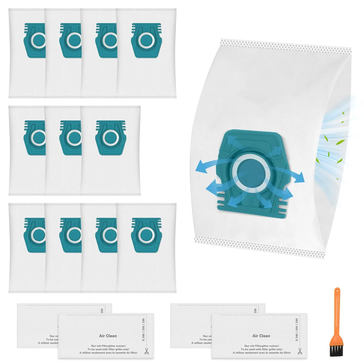 12 Bolsas de Aspiradora TU Compatibles con Miele Pure TU para Guard S1/L1 Junior Parquet Flex Silence AllFloor Comfort Performance Cat Dog Aspiradora Serie con 4 Filtros de Escape