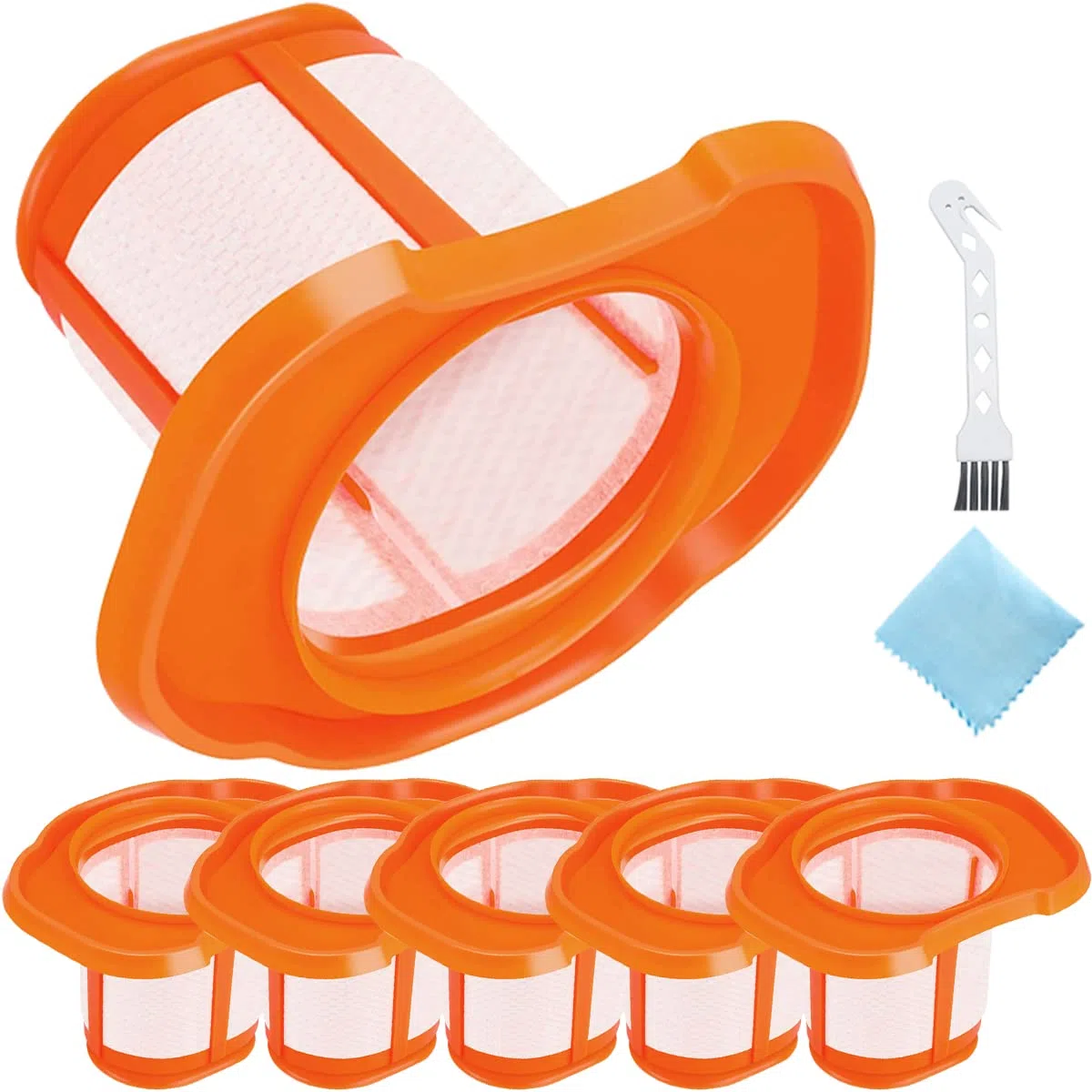 6 filtros BHHV320B para Black + Decker BHHV320B BHHV320J BHHV520BF BHHV520BFP BHHV520BT BHHV520JF Piezas de Repuesto para aspiradora de Mano inalámbrica con Cepillo de Limpieza